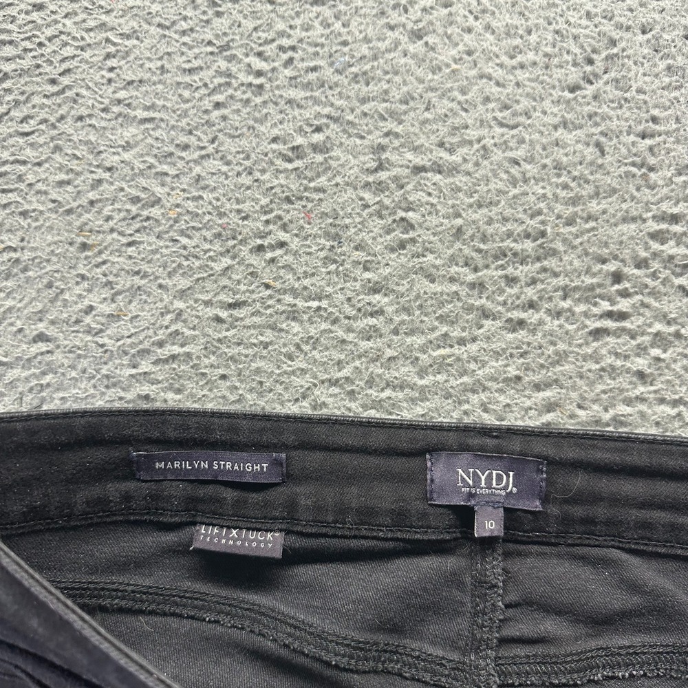 NYDJ Marilyn Jeans Women's 10 Black Cotton Denim Straight Leg Workwear Travel - Picture 3 of 11